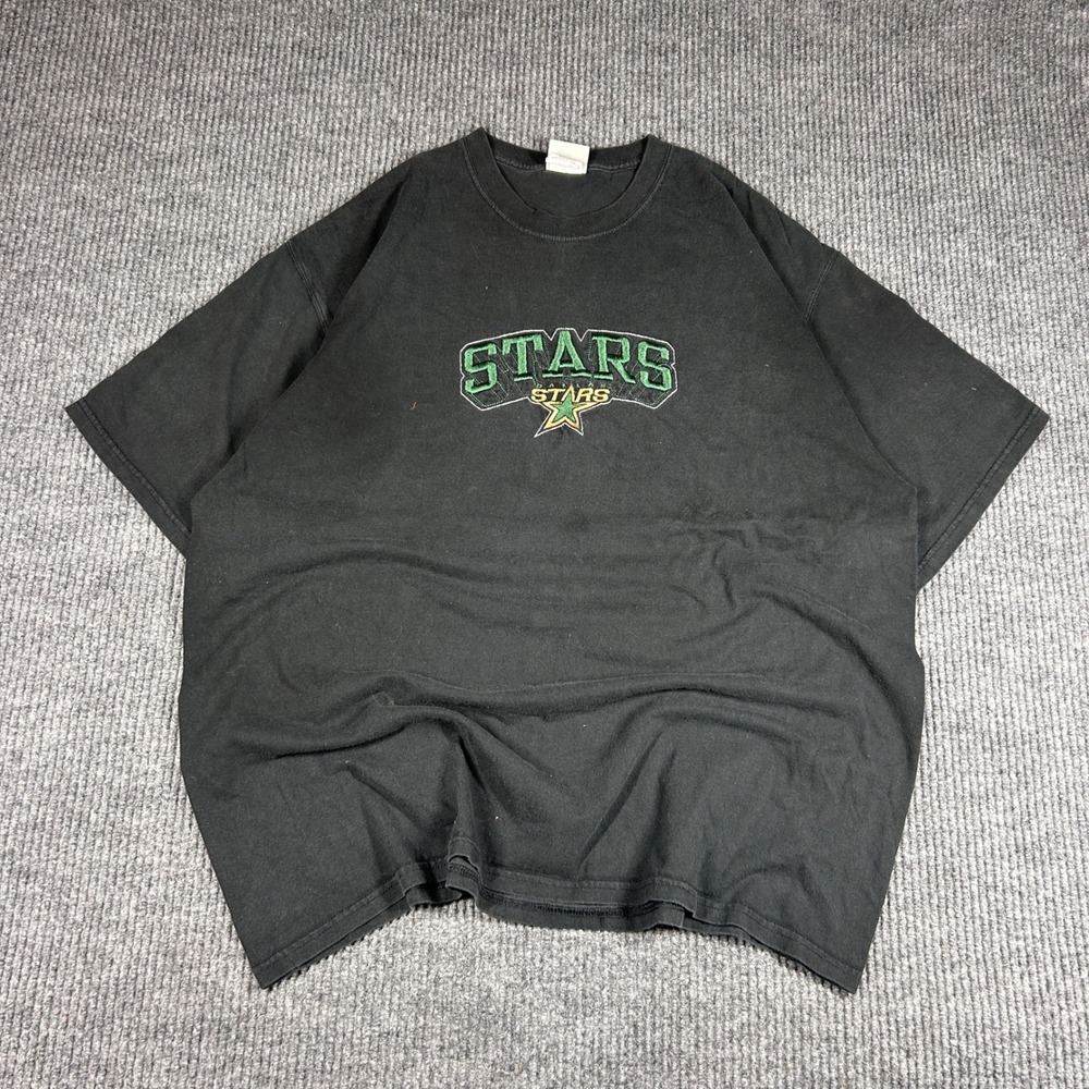 Vintage Lee Sport Shirt Men's 2XL Dallas Stars NHL Black Faded Y2K Streetwear